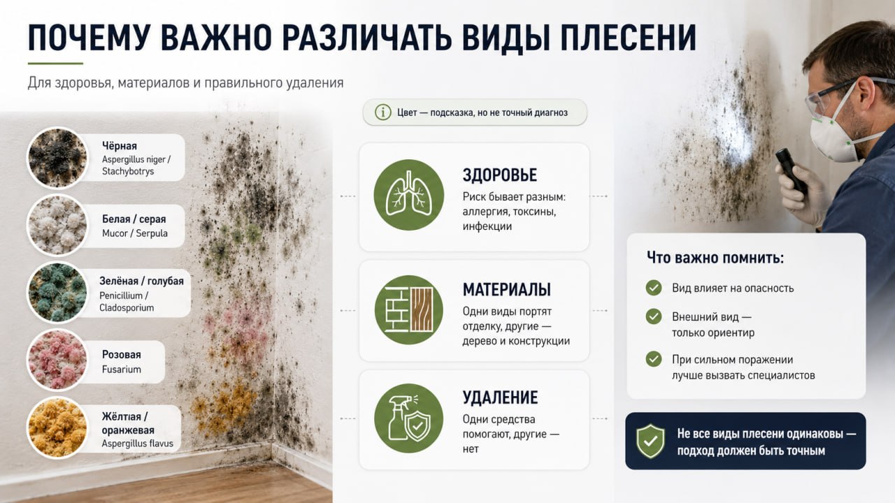 Почему важно различать виды плесени: влияние на здоровье, материалы и выбор способа удаления